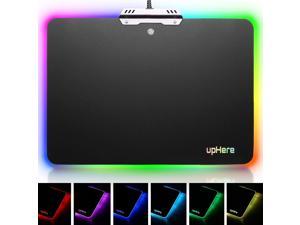 upHere Led Gaming Mouse Pad Large - Comfortable RGB Lighting Big Hard Computer Mice Mat for Gamer, Waterproof ,14.8x11.9 Inches Black