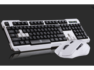CORN Ergonomic Design, Cool Exterior  2.4GHz Wireless Waterproof  Gaming Keyboard And Mouse Combo For PC and Laptop-Black and White