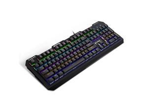 Rapoo V560 All 104 Non-conflicting Keys,Ergonomic Design, Cool Exterior Mixed-color Backlit, USB Wired Blue Mechanical Gaming Keyboard - Black
