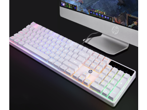 HP K300 Mechanical Feeling, 19 anti-ghosting, Cool Exterior 7-colo0r Backlit Led Anti-splash Silent Wired Keyboard For Office And Game, Support PC and Laptop - White
