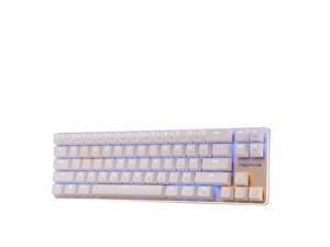 Magicforce 60% Keyboard 68 Keys,  N-key rollover, Ergonomic Design, Cool Exterior Blue And Orange Backlit LED Light USB Wired Kailh Box Blue Gaming  Keyboard-White And Gold