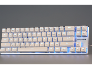 Magicforce 60% Keyboard 68 Keys, N-key rollover, Ergonomic Design, Cool Exterior Blue Backlit LED Light USB Wired Cherry MX Blue Gaming Keyboard-Silver White Magicforce 60% Keyboard 68 Keys, N-key rollover, Ergonomic Design, Cool Exterior Blue Backlit LED Light USB Wired Cherry MX Blue Gaming Keyboard-Silver White