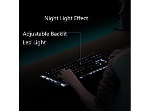 HP GK100 Ice Blue Backlit Brown Mechanical Wired 104Keys Anti-conflict  Keyboard for PC and Laptop,Support Both Game and Office Work-White