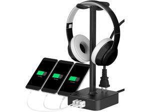 Headphone Stand with USB Charger COZOO Desktop Gaming Headset Holder Hanger with 3 USB Charging Station and 2 Outlets Power Strip - Suitable for Gaming, DJ, Wireless Earphone Display (Black) Headphone Stand with USB Charger COZOO Desktop Gaming Headset Holder Hanger with 3 USB Charging Station and 2 Outlets Power Strip - Suitable for Gaming, DJ, Wireless Earphone Display (Black)