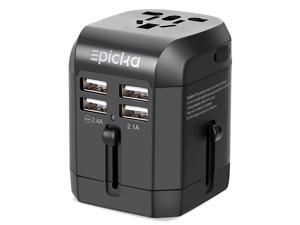 Universal USB Travel Power Adapter-EPICKA All in One Wall Charger AC Power Plug Adapter for USA EU UK AUS Cell Phone Laptop Including Quad 3.5A Smart Power USB Charging Port (4X USB) Universal USB Travel Power Adapter-EPICKA All in One Wall Charger AC Power Plug Adapter for USA EU UK AUS Cell Phone Laptop Including Quad 3.5A Smart Power USB Charging Port (4X USB)