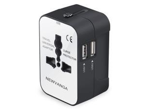 Travel Adapter, Worldwide All in One Universal Travel Adapter Wall Charger AC Power Plug Adapter with Dual USB Charging Ports for USA EU UK AUS, White Travel Adapter, Worldwide All in One Universal Travel Adapter Wall Charger AC Power Plug Adapter with Dual USB Charging Ports for USA EU UK AUS, White