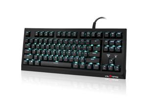 VELOCIFIRE TKL01 Mechanical Keyboard tkl 87-Key Tenkeyless Ergonomic with Low Profile Quiet Brown Switches, and Ice Blue Backlit for Copywriters, Typists and Programmers