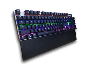 Kworld C430 Mechanical Gaming Keyboard Rainbow LED Backlit with Blue Switches, 104 Key Anti-ghosting with Preset Lighting Effects and Wrist Rest for PC & Mac, Black Kworld C430 Mechanical Gaming Keyboard Rainbow LED Backlit with Blue Switches, 104 Key Anti-ghosting with Preset Lighting Effects and Wrist Rest for PC & Mac, Black