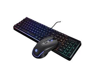 HP KM200 Ergonomic Design,Cool Exterior USB Wired Mechaincal Gaming Keyboard And 2400DPI Cool Light Mouse Combo For Office And Game - Black