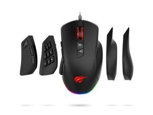 Havit Gaming Mouse 5000 DPI Computer Ergonomic Wired Mice with 14 Programmable Buttons Interchangeable Side Plates (8 Buttons/ 8+6 Side Buttons Mouses), 2 Replaceable Right Plates for Laptop PC Gamer Havit Gaming Mouse 5000 DPI Computer Ergonomic Wired Mice with 14 Programmable Buttons Interchangeable Side Plates (8 Buttons/ 8+6 Side Buttons Mouses), 2 Replaceable Right Plates for Laptop PC Gamer