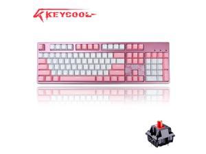 Keycool KC-2S PLUM BLOSSOM  Ergonomic Design,Cool Exterior USB Wired Cherry Red Switch 104Keys  Mechanical Keyboard For Office And Game - Pink
