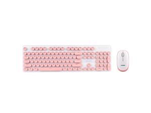 CORN N520 Ergonomic Design, Retro Chiclet Round Keycaps, 2.4GHz Wireless Connectivity Silent Typing Keyboard And 1600DPI Mouse Combo For Office And Game - Pink CORN N520 Ergonomic Design, Retro Chiclet Round Keycaps, 2.4GHz Wireless Connectivity Silent Typing Keyboard And 1600DPI Mouse Combo For Office And Game - Pink