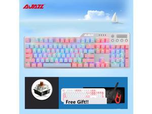 Ajazz AK35I  N-key Rollover Ergonomic Design,Cool Exterior USB Wired Brown Switch Mechanical  Gaming RGB Backlit Keyboard For Office And Game, DIY PBT Keycaps - Sky Version