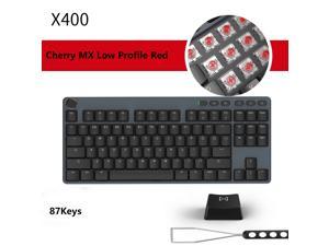 IKBC Typemaster X400 87keys TKL Ergonomic Design,Cool Exterior Type-C Wired Cherry MX Low Profile Red Mechanical Gaming Keyboard, N-Key Rollover, White Backlit