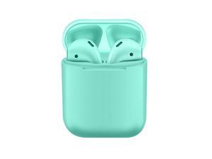 i12 TWS Wireless Bluetooth 5.0 Touch control Earphones with 300mAh Charging Dock Automatically Pairing - Mint Green