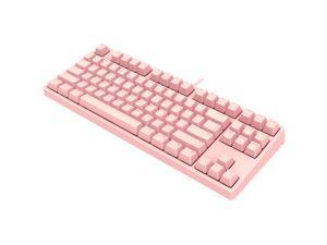 iKBC C200  87 Keys TKL Mechanical Keyboard with Cherry MX Blue Switch, Pink PBT Double Shot Keycap, N-Key Rollover and 6 Anti-ghosting Keys( No Light Version)