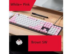 Logitech K845 Wired TTC Mechanical Gaming Keyboard, 104 Keys White Backlit And TTC Mechanical Switch For Windows/MAC/Android/IOS - White and Pink