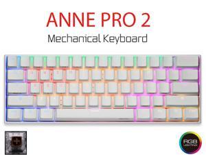 Anne Pro 2 Mechanical Keyboard 60% RGB Wired/ Wireless Gaming Keyboard Mac Bluetooth 4.0 PBT Type-c Kailh BOX Brown Switch - White