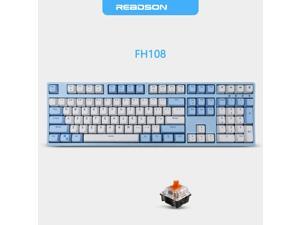CORN Readson FH108   NKRO  Ergonomic Design,Cool Exterior USB Wired  108Keys Blue Mechanical Keyboard, White Backlit - Blue Panel (Brown Switch)