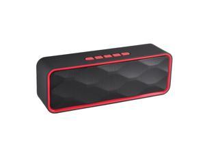 MANCASSY N7 Wireless Bluetooth Speaker, Outdoor Portable Stereo Speaker with HD Audio and Enhanced Bass, Built-In Dual Driver Speakerphone, FM Radio and TF Card Slot (Red)