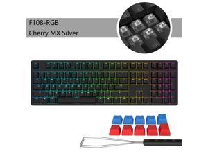 iKBC  F108-RGB Cool Exterior, Standard Size,  USB Wired RGB N-key Rollover Mechanical Keyboard  For Office And Game, Cherry MX  Silver - Black