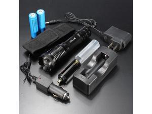 UltraFire 1800LM CREE XML T6 LED Zoomable Flashlight Torch Lamp 18650 Battery + AC Car Charger Set