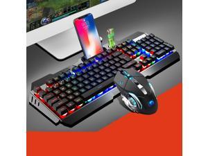 CORN Technology Ergonomic Design,26 Non-conflicting Keys, Waterproof USB  Wired Mechanical Feeling Rainbow Color  Backlit  Keyboard And 4-Color Breathing Light 2000DPI Mouse Combo- Black