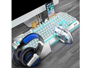 CORN Technology K680 Ergonomic Design,Cool Exterior Waterproof Wired 26 Anti-ghosting Keys Mechanical Feeling, Ice-blue Backlit Keyboard And 2400DPI Mouse and Bluetooth Headset Combo-Silver White CORN Technology K680 Ergonomic Design,Cool Exterior Waterproof Wired 26 Anti-ghosting Keys Mechanical Feeling, Ice-blue Backlit Keyboard And 2400DPI Mouse and Bluetooth Headset Combo-Silver White
