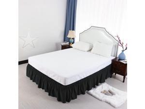 Global Bargains Pleated Bed Skirt Polyester Wrap Around Dust Ruffle 15 Inch Drop Black Queen