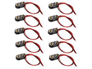 10pcs DC 9V Battery Clip I-Type Buckle Connector Plastic Shell Lead Wire 15cm Long
