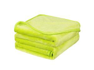 Fleece Bed Blanket Oversized King Size Green Yellow Soft Lightweight Microfiber Plush Flannel Blanket Thick All Season Throw Blankets for Couch Sofa Bed Traveling 90 x 108 inches