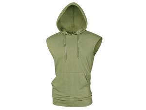 Men's Tank Tops with Hoods Gym Athletic Muscle Tee Shirts Sleeveless Hoodie X-Large Green