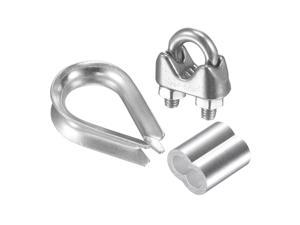 Wire Rope Cable Clip Kit for M4, Included 304 Stainless Steel Rope Clamp, Thimble Rigging, Aluminum Crimping Loop Sleeve 8 Set