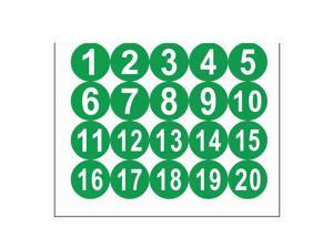 Round Number Stickers, 50mm Dia Number 1-20 Self Adhesive PVC Label Waterproof White Word(Green Background) Round Number Stickers, 50mm Dia Number 1-20 Self Adhesive PVC Label Waterproof White Word(Green Background)