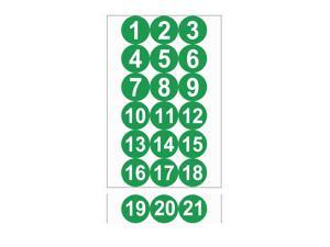 Round Number Stickers, 75mm Dia Number 1-21 Self Adhesive PVC Label Waterproof White Word(Green Background) Round Number Stickers, 75mm Dia Number 1-21 Self Adhesive PVC Label Waterproof White Word(Green Background)