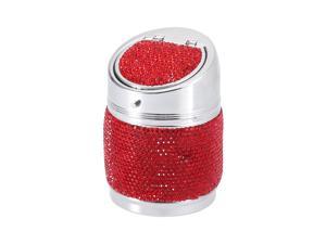 Car Universal Portable Trash Can Red Bling Faux Crystal Ashtray Stainless Steel Ashtray