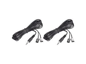 IR Infrared Emitter Extension Cable 9.8ft Long 45 Degree Emission Angle 3.5mm Jack 2 Black Head 2pcs