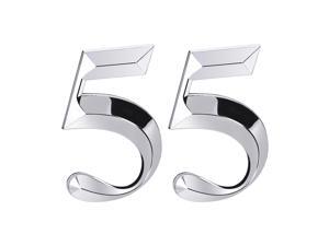 Self Adhesive House Number, 2.76 Inch ABS Number 5 3D Design for House Hotel Mailbox Address Sign Silver Tone 2 Pcs Self Adhesive House Number, 2.76 Inch ABS Number 5 3D Design for House Hotel Mailbox Address Sign Silver Tone 2 Pcs