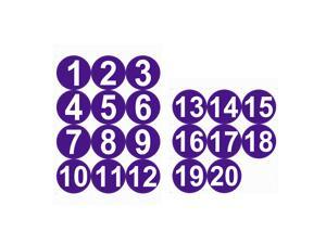 Round Number Stickers, 100mm Dia Number 1-20 Self Adhesive PVC Label Waterproof White Word(Dark Purple Background) Round Number Stickers, 100mm Dia Number 1-20 Self Adhesive PVC Label Waterproof White Word(Dark Purple Background)