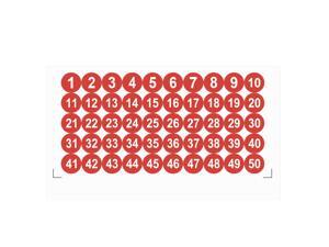 Round Number Stickers, 25mm Dia Number 1-50 Self Adhesive PVC Label Waterproof White Word(Red Background) Round Number Stickers, 25mm Dia Number 1-50 Self Adhesive PVC Label Waterproof White Word(Red Background)