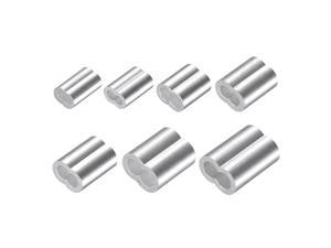 100 pcs Aluminum Crimping Loop Sleeve Clips with Double Ferrules/Holes for 1.2mm Cable Wire Rope Silver Tone 