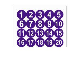 Round Number Stickers, 50mm Dia Number 1-20 Self Adhesive PVC Label Waterproof White Word(Dark Purple Background) Round Number Stickers, 50mm Dia Number 1-20 Self Adhesive PVC Label Waterproof White Word(Dark Purple Background)