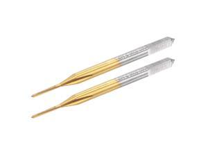 Thread Milling Tap Metric M0.8 x 0.2, Titanium Coated Cobalt HSS (High Speed Steel) 3 Straight Flutes Machine Micro Screw Threading Tap for Watches and Clocks, 2pcs