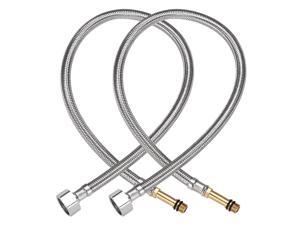 Faucet Supply Line Connector 1/2 Inch IPS Female X M10 Male 31 Inch Length Braided 304 Stainless Steel Hose 2Pcs
