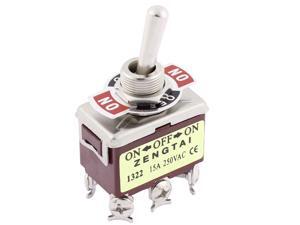 Unique Bargains 12mm Panel Mounted DPDT ON/OFF/ON Locking Toggle Switch AC 250V 15A T702CW Unique Bargains 12mm Panel Mounted DPDT ON/OFF/ON Locking Toggle Switch AC 250V 15A T702CW