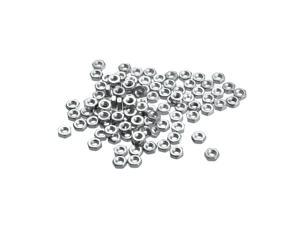 M2.5 Metric Carbon Steel Hexagon Hex Nut Silver Tone 100pcs