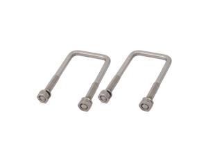 M6 Thread 35mm Inner Width 304 Stainless Steel Square U Bolt Silver Tone 2pcs 