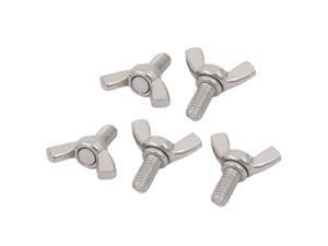 M8x25mm 304 Stainless Steel Wing Bolt Butterfly Screw Fastener Silver Tone 5pcs 