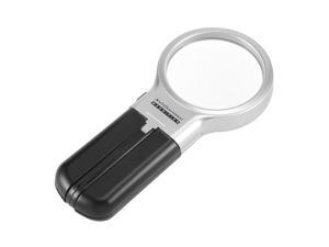 Magnifying Glass with Light, 3X Illuminated Handheld Magnifier 300% Loupe w Handle,for Book and Newspaper, Coins, Rocks, Stamps, Watches, Repair