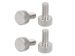 M6x16mm Thread 304 Stainless Steel Knurled Round Cap Mirror Screw Nails 4pcs 